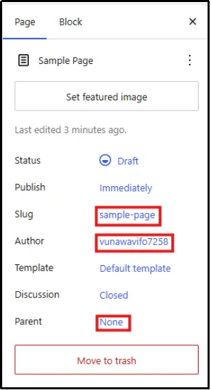 Assign a page author in the WordPress page settings