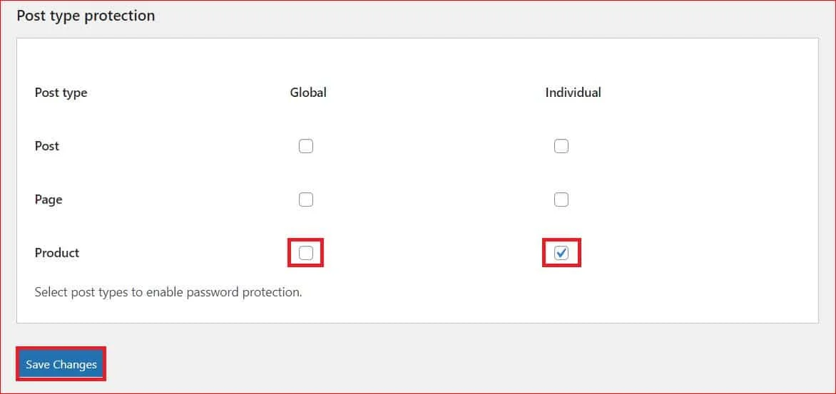 Configure Password Protected settings to protect WordPress custom post types