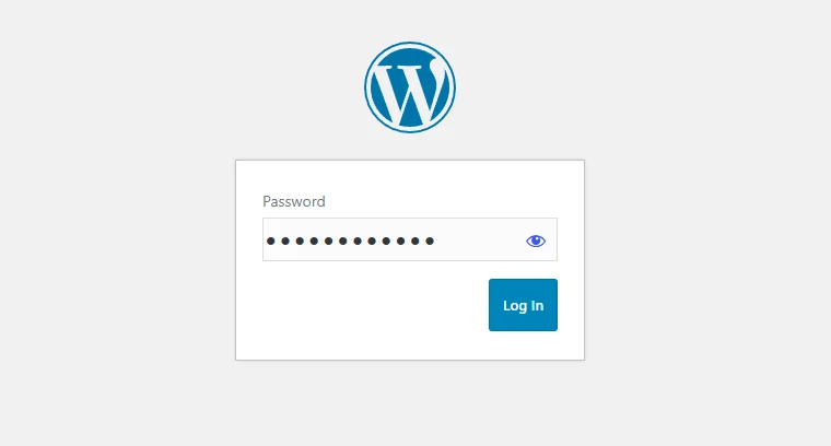Password entry lock screen shown to visitors on a password protected WordPress site