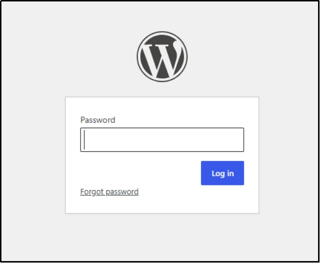 Password prompt blocking the WordPress admin area