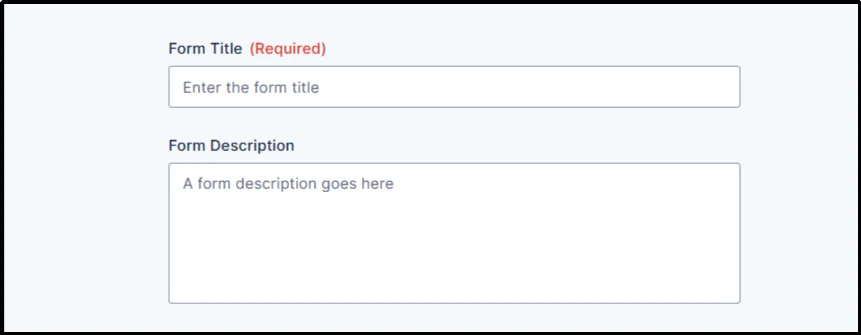 Gravity Forms form title and form description fields